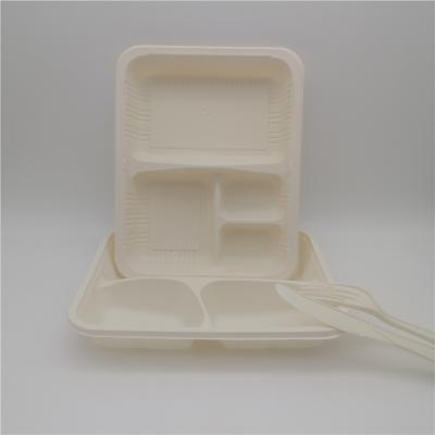 4 Compartment Eco-Friendly Biodegradabel Disposable Cornstarch Meat Tray for Foo ()